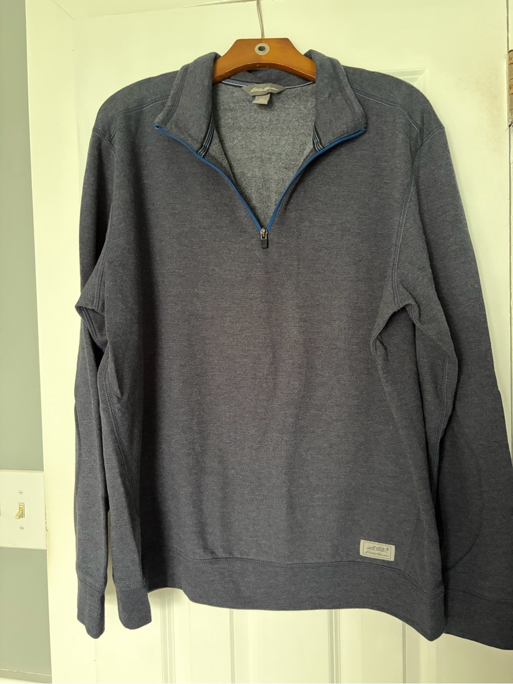 Eddie Bauer Men's Grey Quarter-Zip Lightweight Sweatshirt